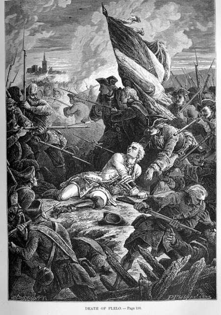 Philippoteaux_Death_of_Count_Plelo_on_Westerplatte_1734