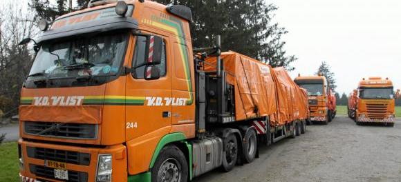 A Dutch truck carrying remnants of Malaysia Airlines flight MH17 is parked during its transport in Katy Wroclawskie, near Wroclaw